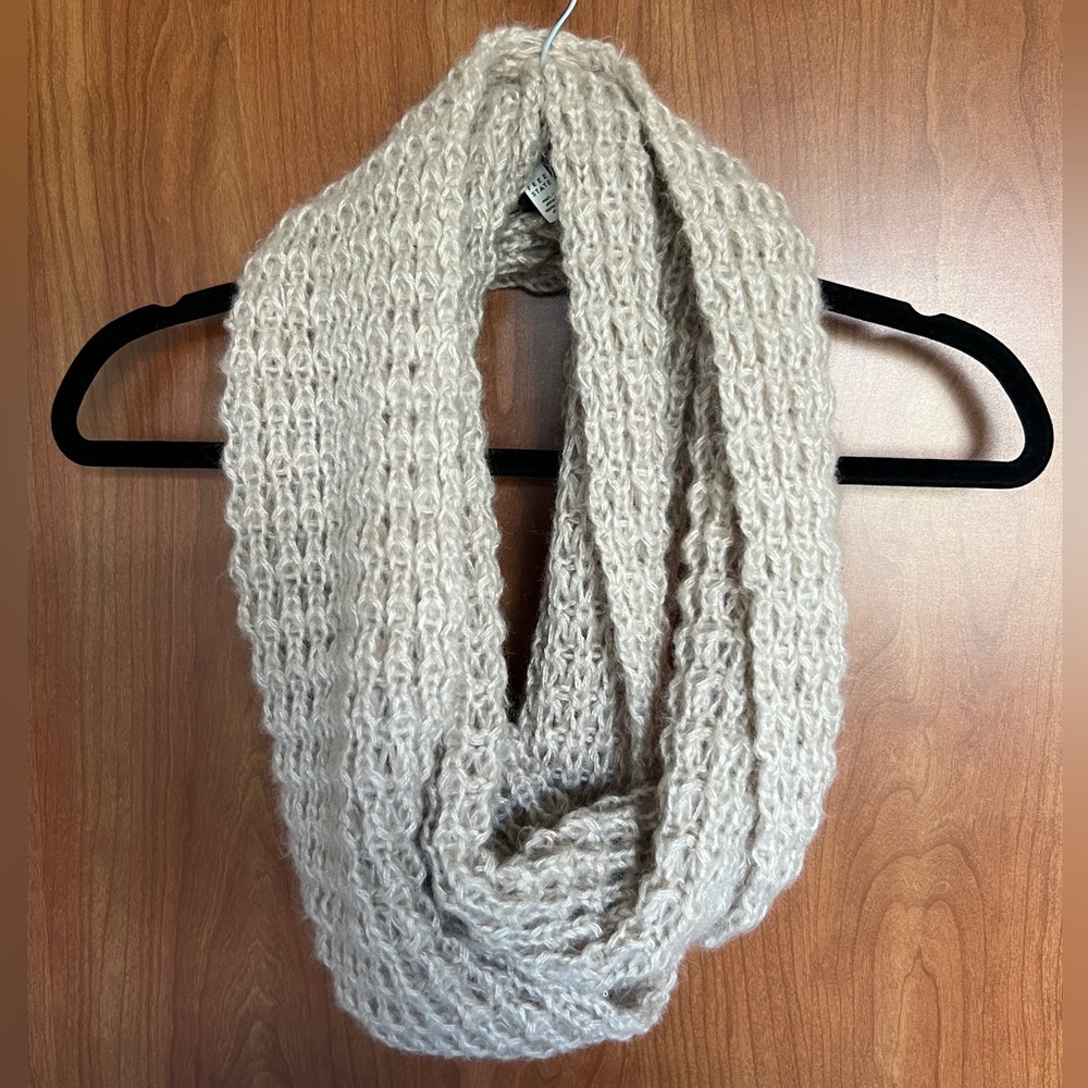 Cozy Beige Knit Oversized Infinity Scarf